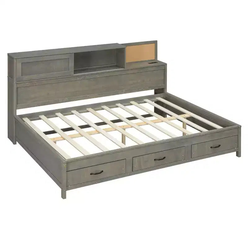 Divano Letto Singolo in Legno con 3 Cassetti, Mensola, Porte USB e Prese Elettriche