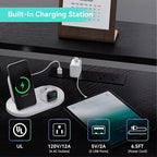 Scrivania angolare a L con supporto per monitor, luci LED e tasche laterali