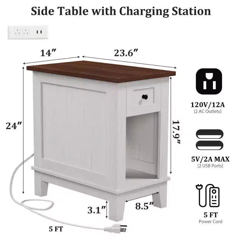 Tavolino da caffè con cassetto singolo e contenitore - Tavolino laterale da divano, struttura in MDF
