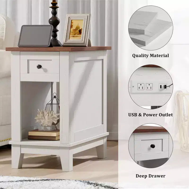 Tavolino da caffè con cassetto singolo e contenitore - Tavolino laterale da divano, struttura in MDF