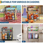 Organizzatore per attrezzature sportive su ruote con cesti e ganci