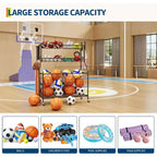 Organizzatore per attrezzature sportive su ruote con cesti e ganci