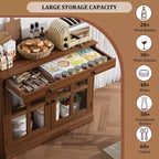 Credenza da 35 pollici con ante in vetro, cassetto e ripiano regolabile