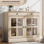 Credenza da 35 pollici con ante in vetro, cassetto e ripiano regolabile