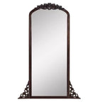 Specchio a figura intera incorniciato in legno massello ad arco da 28 pollici L x 67 pollici A color Carbone