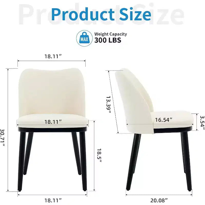 Set di 2 sedie da pranzo imbottite con gambe in legno – Lino o Velluto, seduta e schienale imbottiti