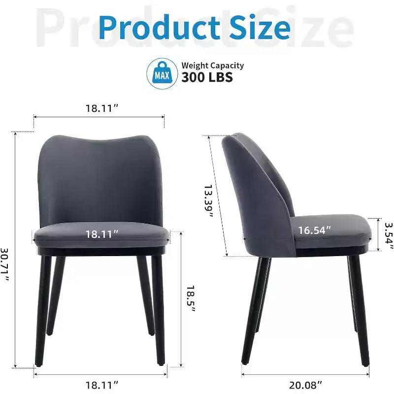 Set di 2 sedie da pranzo imbottite con gambe in legno – Lino o Velluto, seduta e schienale imbottiti