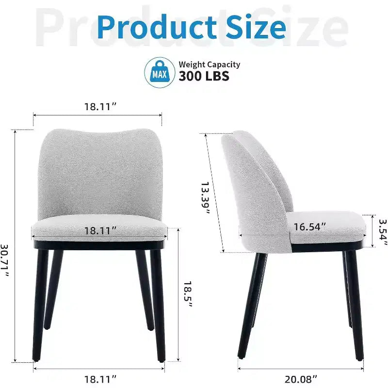 Set di 2 sedie da pranzo imbottite con gambe in legno – Lino o Velluto, seduta e schienale imbottiti