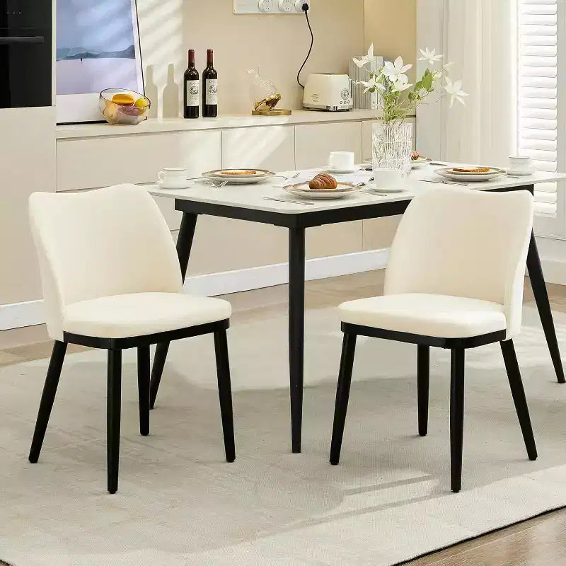 Set di 2 sedie da pranzo imbottite con gambe in legno – Lino o Velluto, seduta e schienale imbottiti