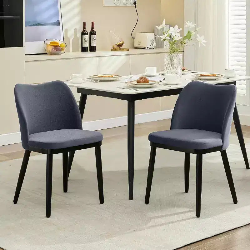 Set di 2 sedie da pranzo imbottite con gambe in legno – Lino o Velluto, seduta e schienale imbottiti