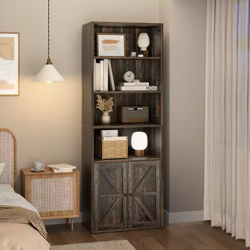 Libreria con ante e 6 ripiani, 180 cm