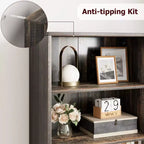 Libreria con ante e 6 ripiani, 180 cm