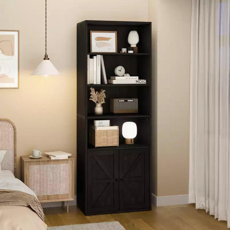 Libreria con ante e 6 ripiani, 180 cm