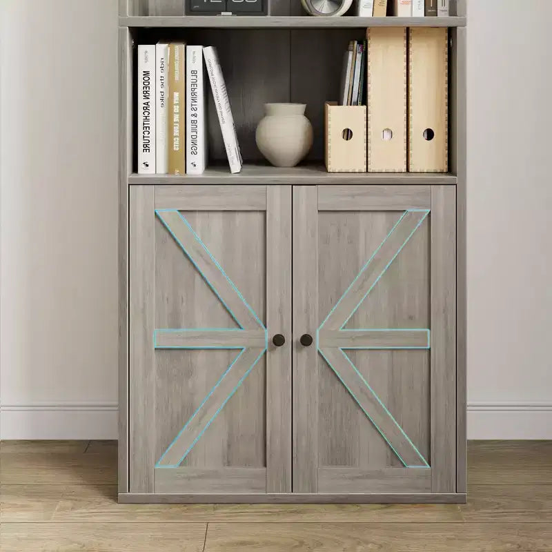 Libreria con ante e 6 ripiani, 180 cm