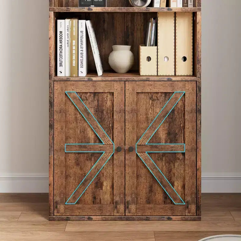 Libreria con ante e 6 ripiani, 180 cm