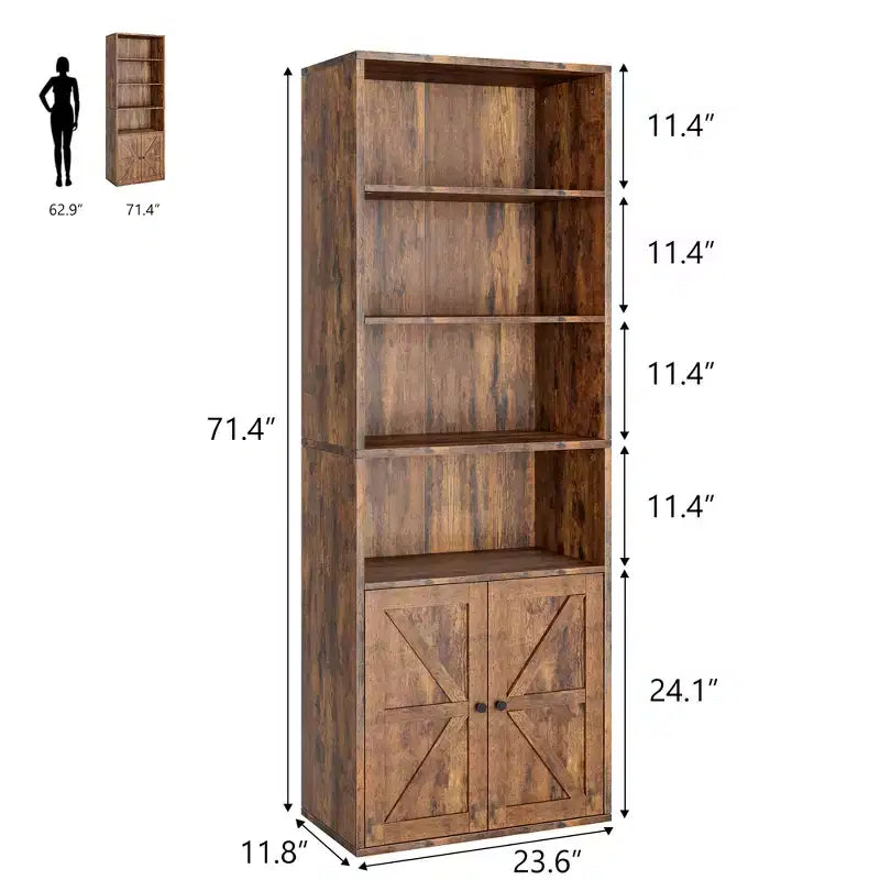Libreria con ante e 6 ripiani, 180 cm