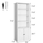 Libreria con ante e 6 ripiani, 180 cm