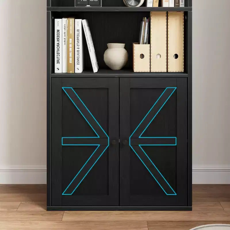 Libreria con ante e 6 ripiani, 180 cm