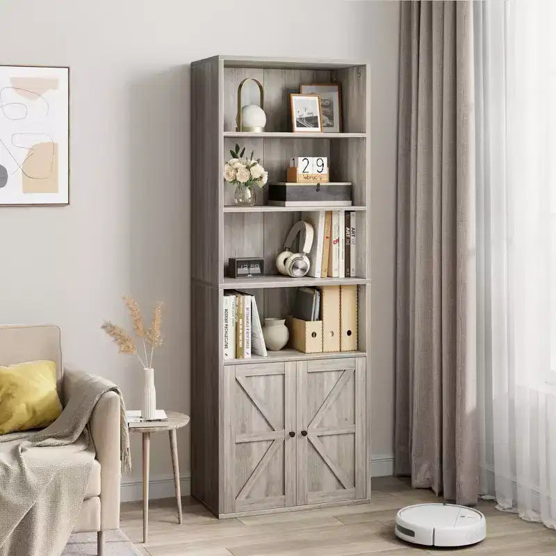 Libreria con ante e 6 ripiani, 180 cm