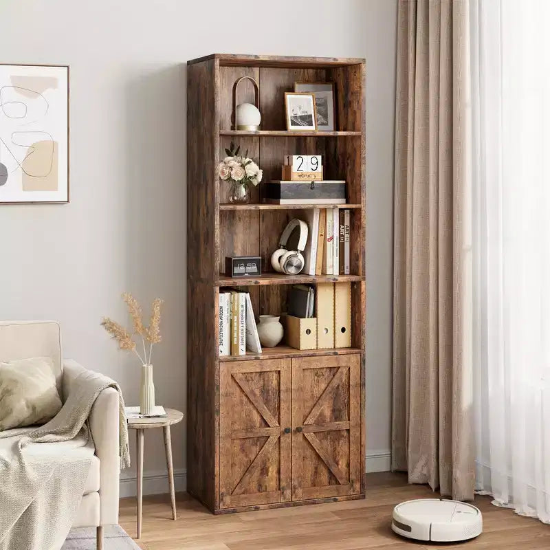 Libreria con ante e 6 ripiani, 180 cm