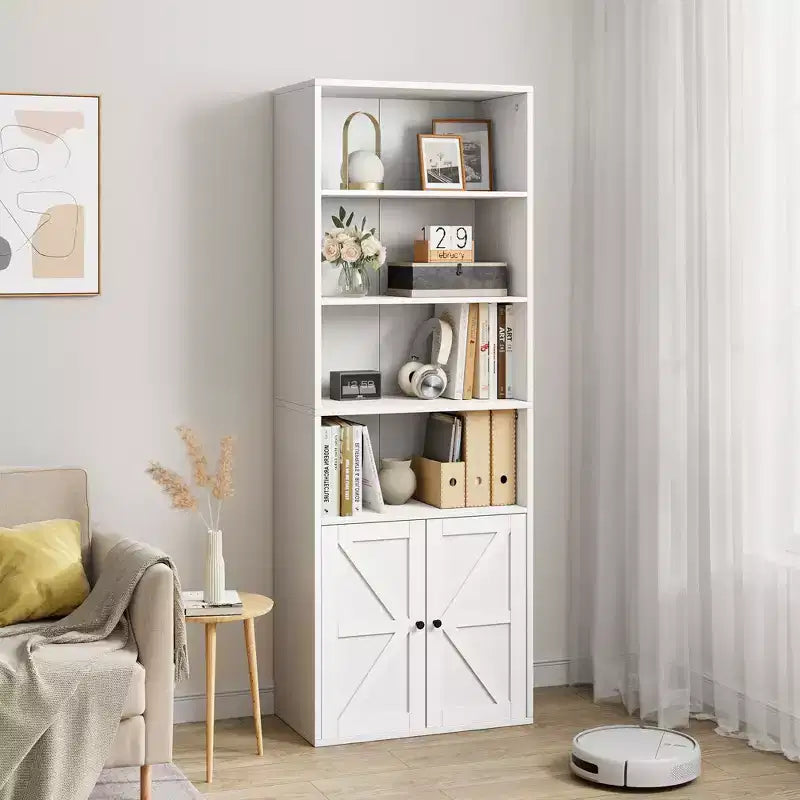 Libreria con ante e 6 ripiani, 180 cm