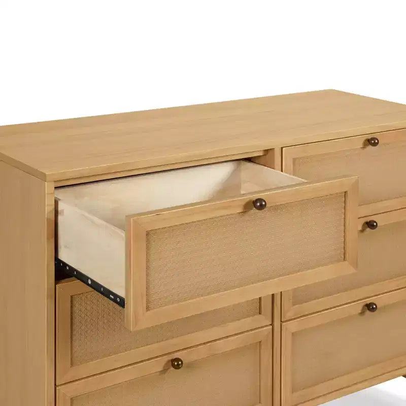 Comodino a 6 cassetti con inserti in canna pressata