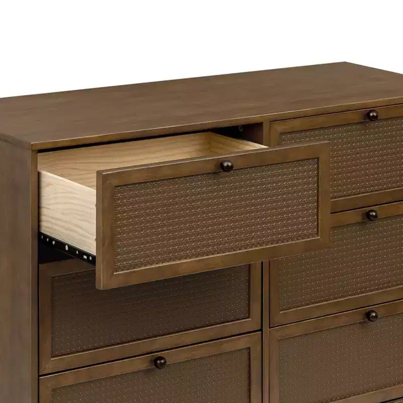 Comodino a 6 cassetti con inserti in canna pressata