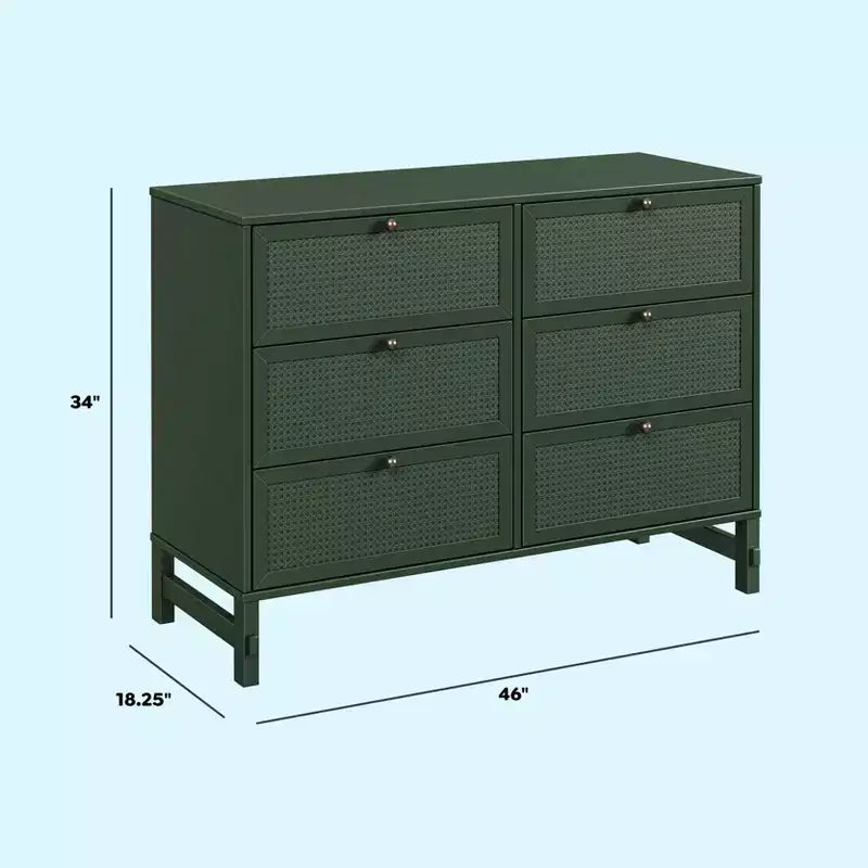 Comodino a 6 cassetti con inserti in canna pressata
