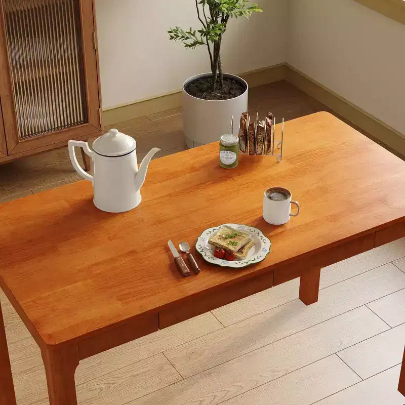 Tavolo da pranzo in legno naturale con 2 cassetti contenitore