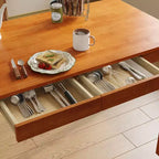 Tavolo da pranzo in legno naturale con 2 cassetti contenitore