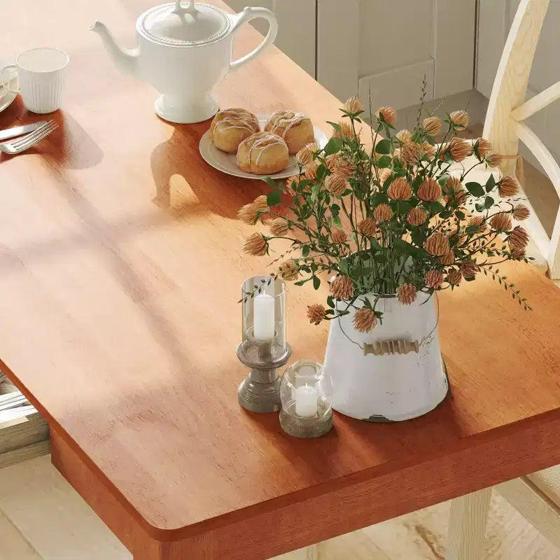 Tavolo da pranzo in legno naturale con 2 cassetti contenitore