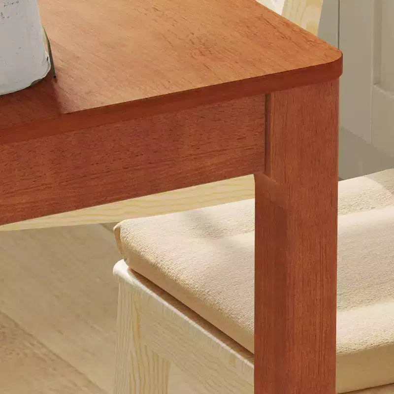 Tavolo da pranzo in legno naturale con 2 cassetti contenitore
