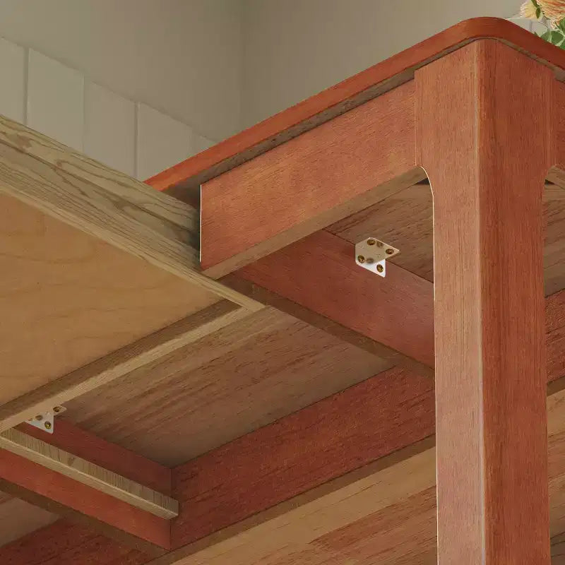 Tavolo da pranzo in legno naturale con 2 cassetti contenitore
