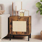Tavolino in Rattan con Armadietto e Gambe in Metallo