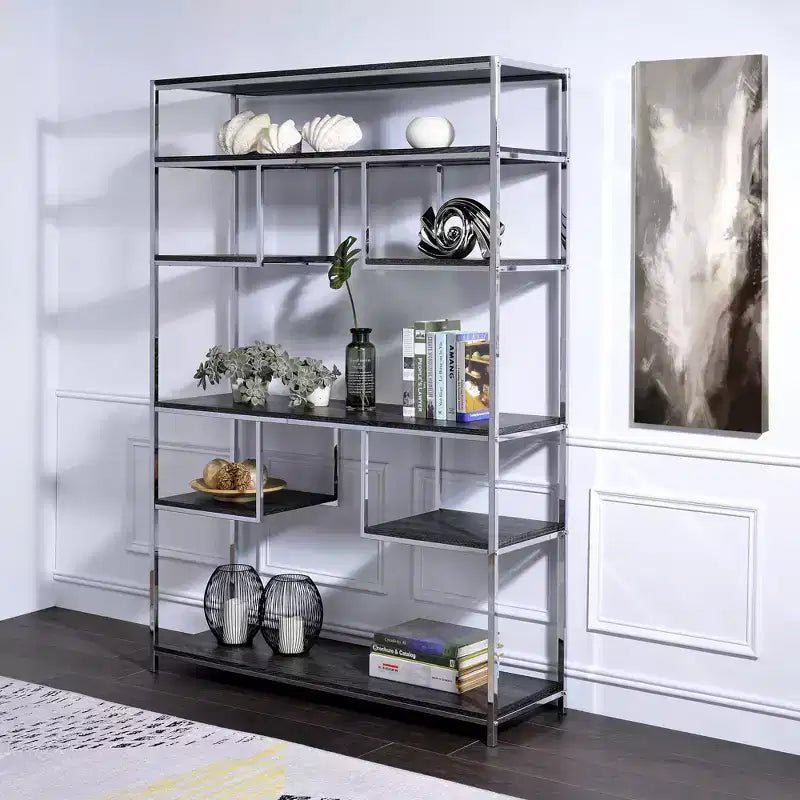 HomeStock 71 H. Librerie in legno nero multistrato con 4 ripiani