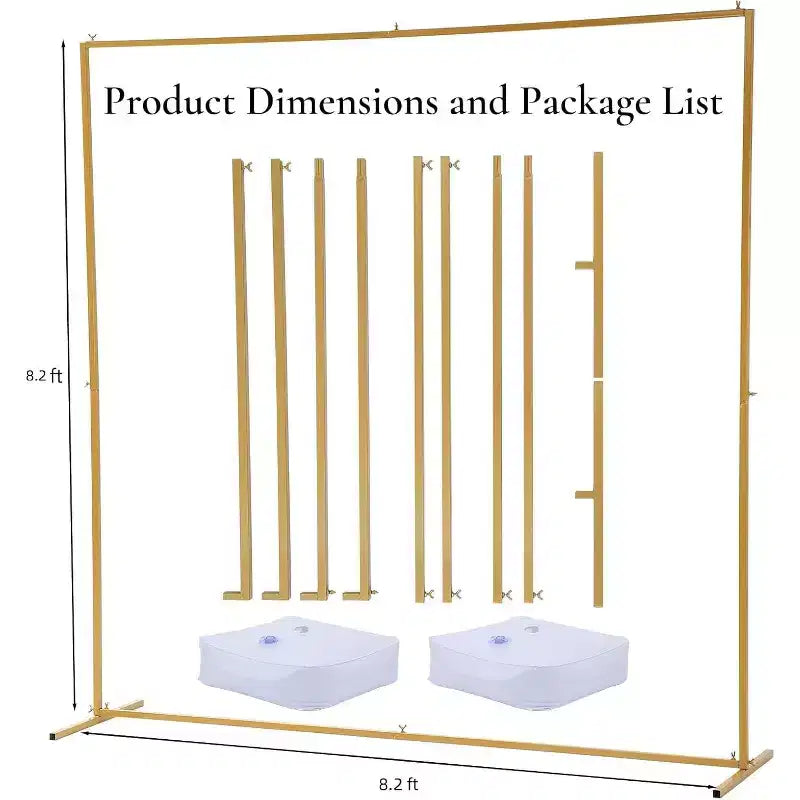 Supporto ad arco quadrato in metallo da 2,5 x 2,5 m per eventi e cerimonie, color oro