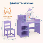 Set da toeletta per bambini con specchio illuminato e contenitore