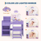 Set da toeletta per bambini con specchio illuminato e contenitore