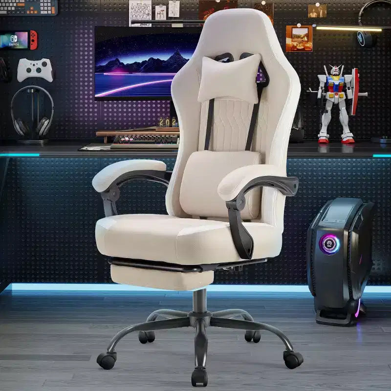 Sedia da gaming con supporto lombare, altezza regolabile, braccioli, poggiatesta e ruote girevoli a 360°