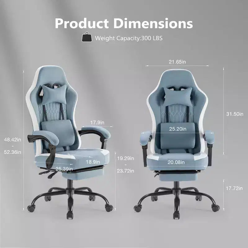 Sedia da gaming con supporto lombare, altezza regolabile, braccioli, poggiatesta e ruote girevoli a 360°