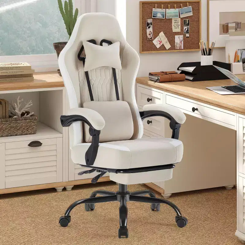 Sedia da gaming con supporto lombare, altezza regolabile, braccioli, poggiatesta e ruote girevoli a 360°