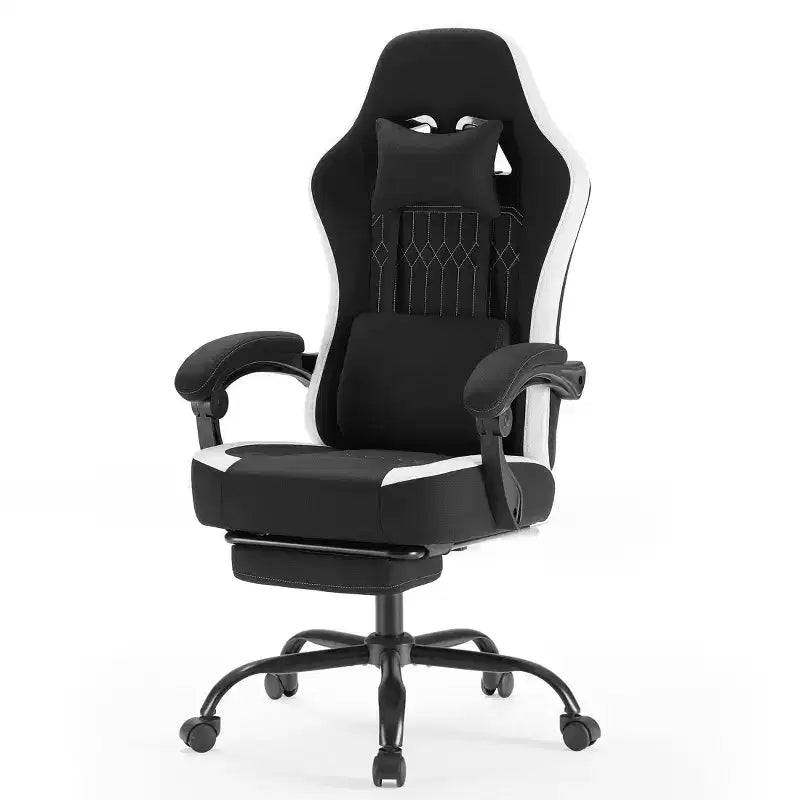 Sedia da gaming con supporto lombare, altezza regolabile, braccioli, poggiatesta e ruote girevoli a 360°