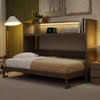 Letto a scomparsa Twin XL con scrivania, mensole, luce LED e stazione di ricarica USB