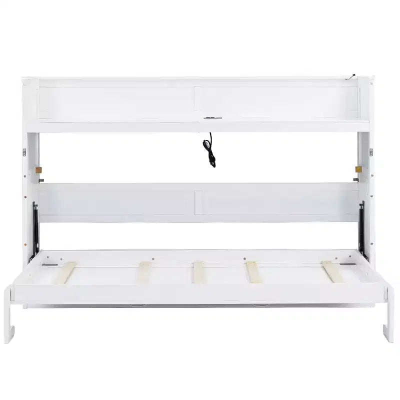 Letto a scomparsa Twin XL con scrivania, mensole, luce LED e stazione di ricarica USB