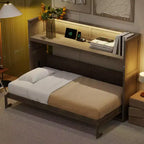 Letto a scomparsa Twin XL con scrivania, mensole, luce LED e stazione di ricarica USB