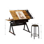 Tavolo da disegno regolabile con 2 cassetti e sgabello