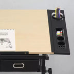 Tavolo da disegno regolabile con 2 cassetti e sgabello