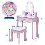 Set Tavolo da Trucco e Sedia per Bambini con Specchio