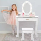 Set Tavolo da Trucco e Sedia per Bambini con Specchio