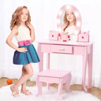 Set Tavolo da Trucco e Sedia per Bambini con Specchio